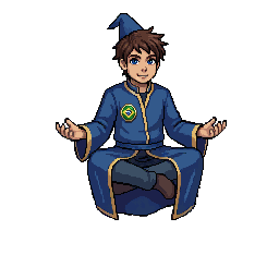 Luca como um mago pixel art, meditando